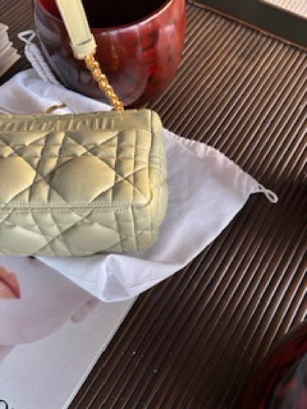 Dior Quilted Crossbody medium Bag in Sage Green with Gold CD Accent - Picture 9 of 13